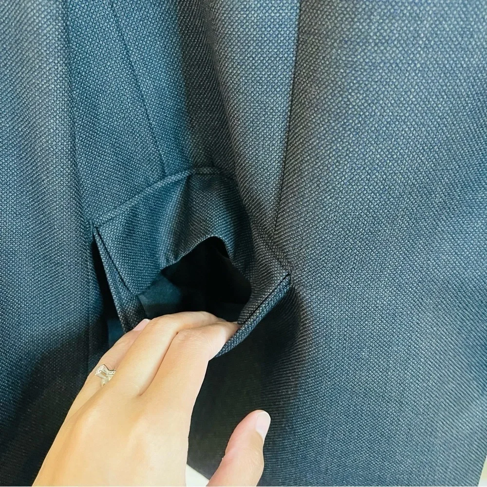 Calvin Klein Wool Natural Stretch Men Suit Blazer Jacket 42R Black Pockets